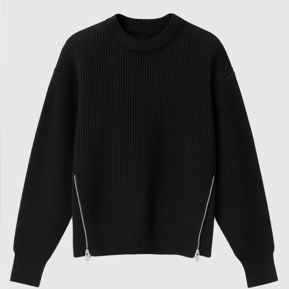 Modern Citizen Tate Organic Cotton Side-Zip Sweater, Grey, Large, NWOT